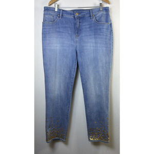 Chico’s 14 Large So Slimming Girlfriend Slim Leg ankle glitter sequin rhinestone